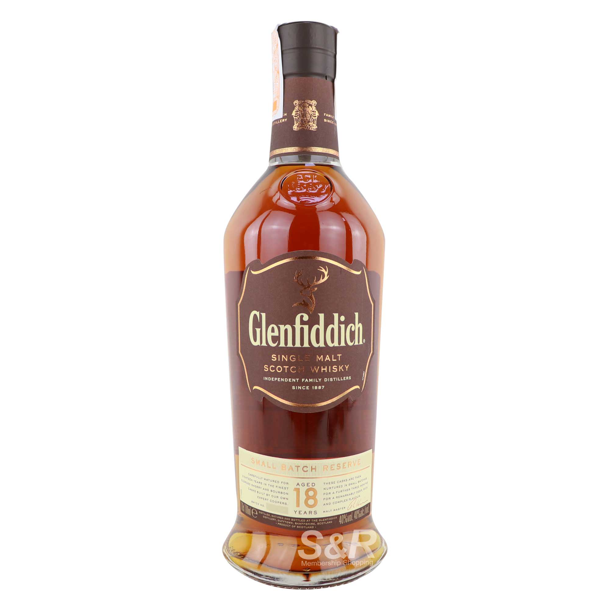 Glenfiddich 18 Year Old Single Malt Scotch Whisky 700mL